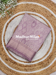 ASSAM SILK PRINTED SAREE DUSTY PURPLE