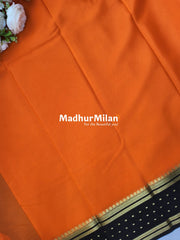 BENTEX BUTTA BORDER PURE CREPE SILK SAREE ORANGE BROWN