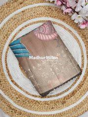 PEACOCK SILK SEMI TUSSER SAREE MUSHROOM