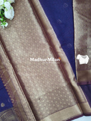 BANARASI KORA SILK SAREE NAVY BLUE