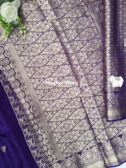 BANARASI BUTTA RUSSIAN CREPE SAREE PURPLE
