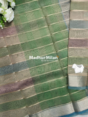 TISSUE ORGANZA STRIPE SAREE RAMA PURPLE