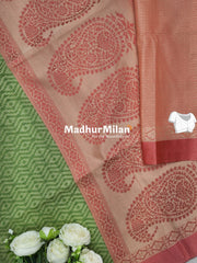 SWISS COTTON SAREE PISTA GREEN