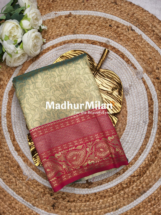 GANGOTRI TISSUE SILK SAREE DUSTY RAMA PINK