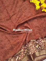 MODAL SILK SAREE PRINTED BRICK