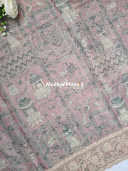 KOTA EMBROIDERY BODER WORK SAREE PINK