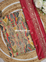 UIQUE MASLIN UNSTITCHED SALWAR SUIT GREY