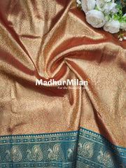 APSARA TISSUE SILK SAREE GOLDEN RUST RAMA