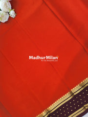 BENTEX BUTTA BORDER PURE CREPE SILK SAREE ORANGE BROWN