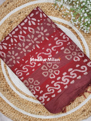 BHAGALPURI BATIC PRINT SAREE RED