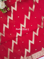 BANARASI ZIG ZAG RUSSIAN CREPE SAREE PINK