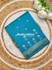 SUNFLOWER MALAI SILK SAREE FIROZI BLUE