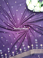 SUNFLOWER MALAI SILK SAREE DARK INDIGO