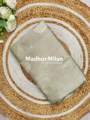 RESHAM SILK WEAVING SAREE DUSTY LIGHT PISTA