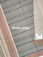 SUTI STRIPE BUTTA COTTON SAREE BEIGE