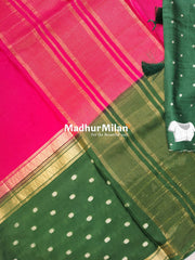 DHRUVI BANARASI SOFT CREPE SAREE PINK GREEN