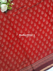 BAGRU PRINT KAJU SILK SAREE RED
