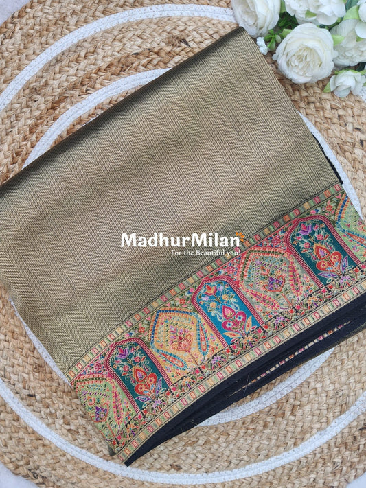 BANARASI GOLD TISSUE MEENA WEAVE SAREE BLACK