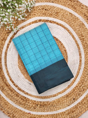 KAJOL CHECKS SAREE DUSTY BLUE