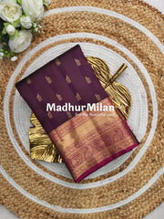 MULTY STRIPES BUTTI BORDER SAREE WINE PINK