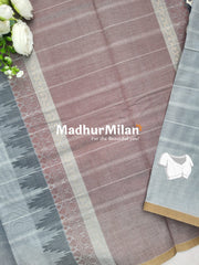 SUTI TEMPLE BUTTA BORDER COTTON SAREE GREY