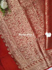 BANARASI RUSSIAN CREPE SAREE RED