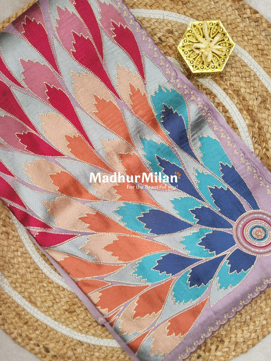 FLORAL EMBROIDERY TISSUE ORGANZA SAREE DUSTY ROSE