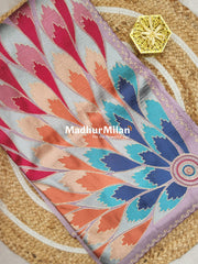 FLORAL EMBROIDERY TISSUE ORGANZA SAREE DUSTY ROSE