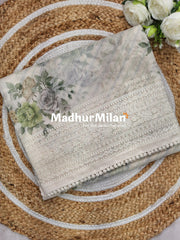 JUTE KOTA EMBROIDERY WORK SAREE DUSTY GREEN