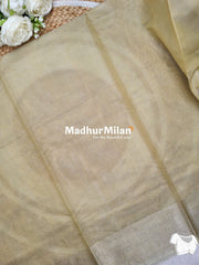 POCHAMPALI SILK COTTON SAREE GREEN BEIGE