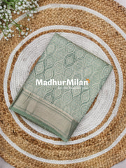 ASSAM SILK PRINTED SAREE DUSTY PISTA