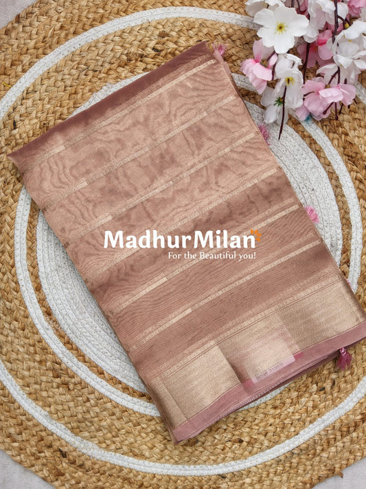 TISSUE ORGANZA SAREE DUSTY PEACH