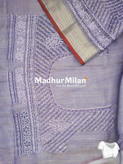LENIN TISSUE EMBROIDERY WORK SAREE LAVENDER