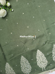 KUSHI SILK EMBROIDERY WORK SAREE SEAGREEN