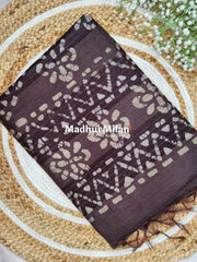 BHAGALPURI BATIC PRINT SAREE BROWN