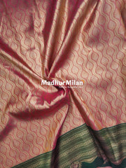 SHANTALA TISSUE SILK SAREE DUSTY RED DARK GREEN