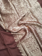 MISAKI BANARASI CREPE SILK SAREE COFFEE BROWN