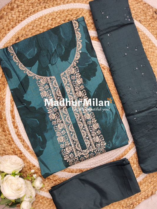 INIRA FLORAL PRINTS SALWAR SUIT DUSTY GREEN