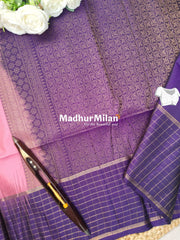 CHECKS BORDER BUTTA SOFT SILK SAREE ROSE PINK PURPLE