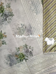 JUTE KOTA EMBROIDERY WORK SAREE DUSTY GREEN