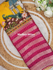 CHITRA PRINTS CREPE SAREE YELLOW PINK