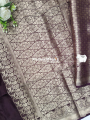 BANARASI BUTTA RUSSIAN CREPE SAREE WINE