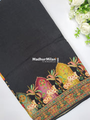 PASHMINA BROCADE SAREE BLACK
