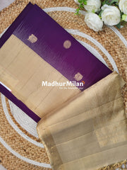 STRIPES BORDER BUTTA SOFT SILK SAREE WINE CREAM