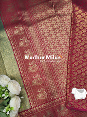 APSARA TISSUE SILK SAREE GOLDEN RAMA PINK