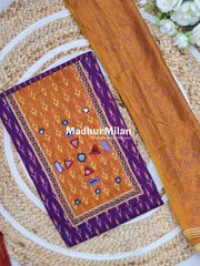 PATOLA PRINT COTTON UNSTITCHED SALWAR SUIT PURPLE