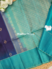 STRIPES BORDER BUTTA SOFT SILK SAREE VIOLET FIROZI