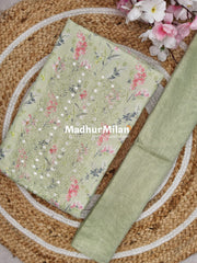 FLORAL LINEN UNSTITCHED SALWAR SUIT