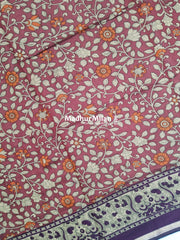 KALAMKARI PRINT KAJU SILK SAREE DUSTY BRICK