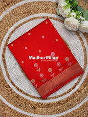 SUNFLOWER MALAI SILK SAREE BRIGHT RED
